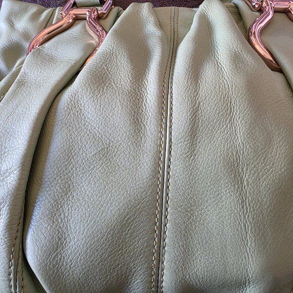 B Makowsky Soft Leather Shoulder Bag Green Chunky Gold Hardware NWT - Picture 15 of 16